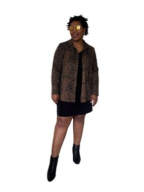 Inclinations Shacket Leopard Burnout Velvet Button Front Shirt Jacket